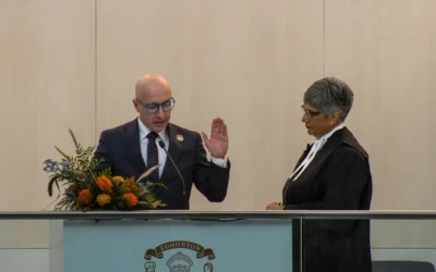 Andrew Knack sworn in as Edmonton’s new mayor, pledging collaboration and compassion